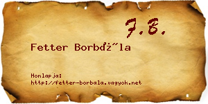 Fetter Borbála névjegykártya